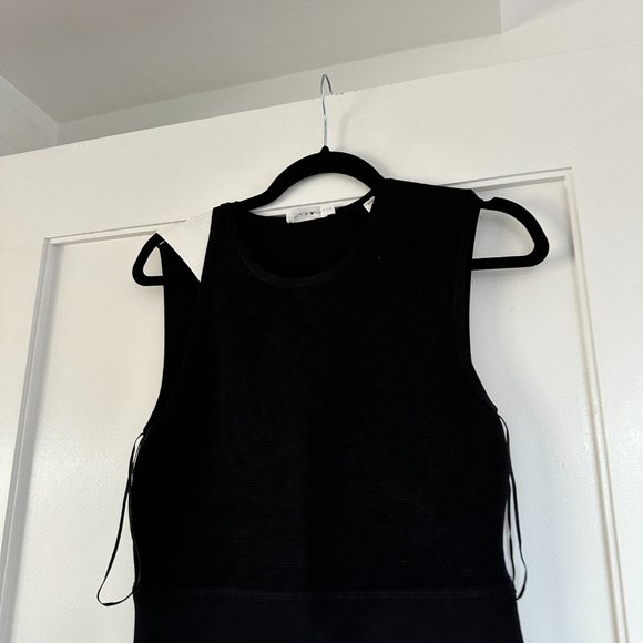 A.L.C. SLeeveless Bodycon Midi Dress Black w/ White Contrast On Shoulder Sz M - Picture 6 of 10